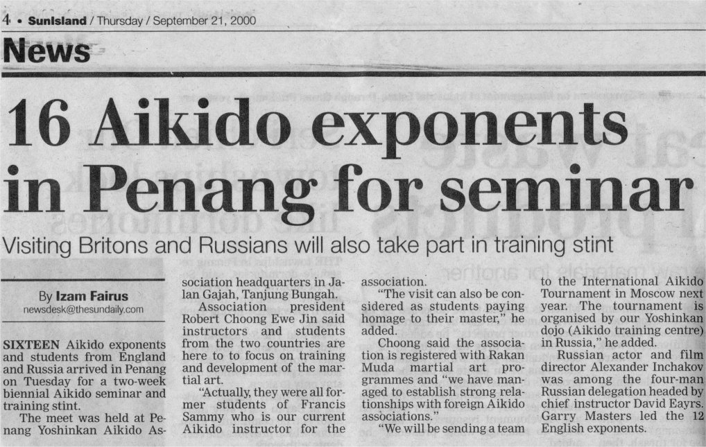 16 Aikido Exponents in Penang for Seminar - 2000